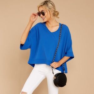 Red Dress Boutique Blue V Neck Loose Fit Shirt Top